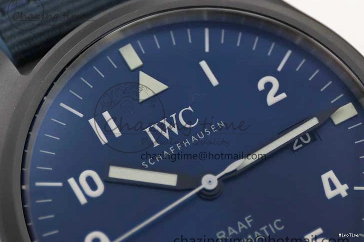 MIROTIME 1230 BestValue Mark XVIII IW328101 Black Ceramic M+F 1:1 Best Edition Blue Dial on Blue Nylon Strap A 7058